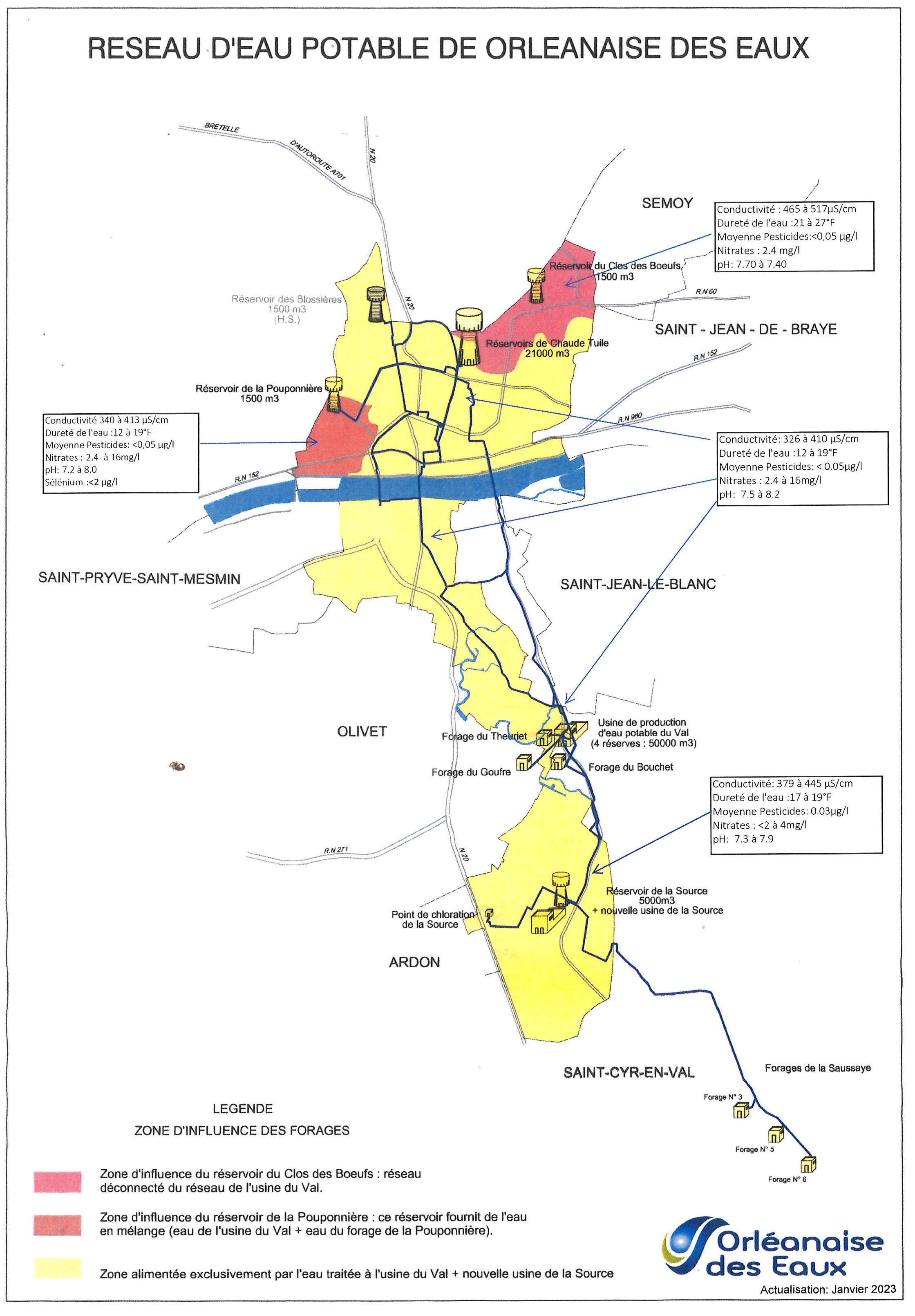 carte qualité eau orleans janvier 2023